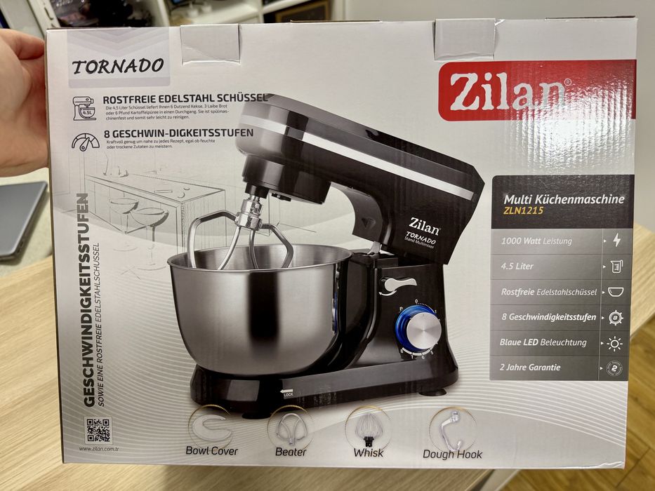 Mixer NOU Zilan Tornado cu bol de 4,5l si putete 1000W