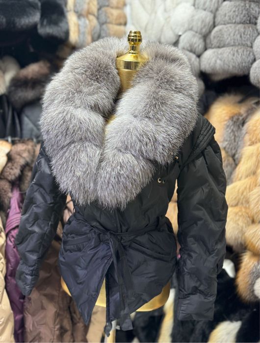 Geaca fas impermeabila cu blana de vulpe marimea S