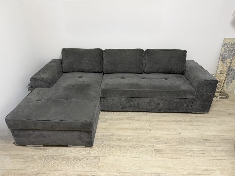 Coltar / canapea extensibil gri 3 locuri