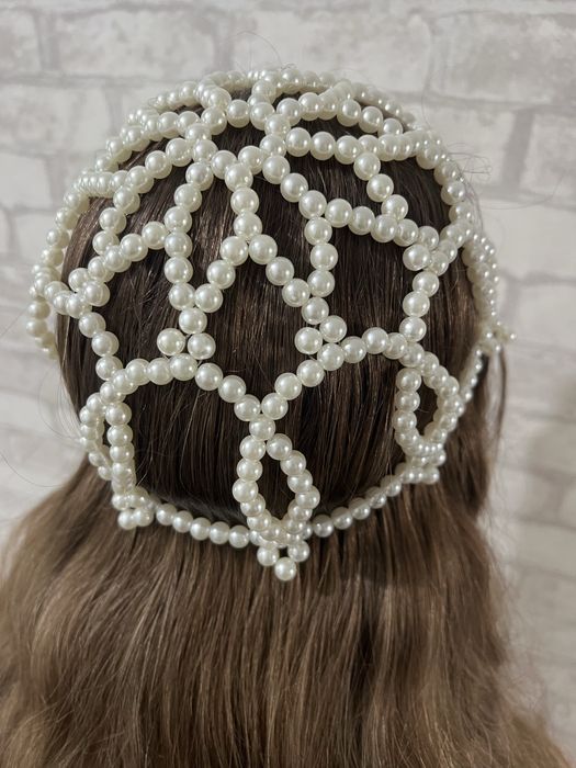 Головной убор из бусин!шапочка из бусин!тика на голову!