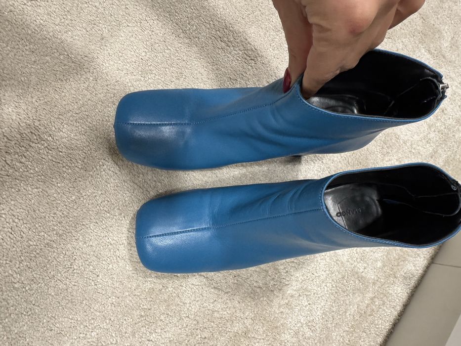 Чизми естествен велур , сини ботии зимни ботуши