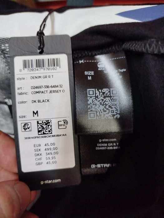 Оригинална нова тениска G-Star Raw Denim M мъжка джи стар черна