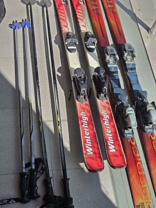 Ски 150см Kazama, 180см Atomic. Щеки и ски обувки Rossignol