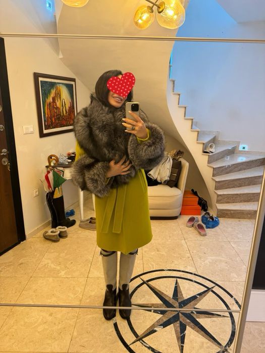 Дамско вълнено палто и косъм от сибирска лисица