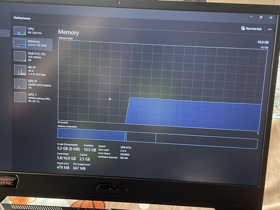 ASUS TUF  Gaming F15  i5-11400h ,Rtx 3050 ,16gb Ram