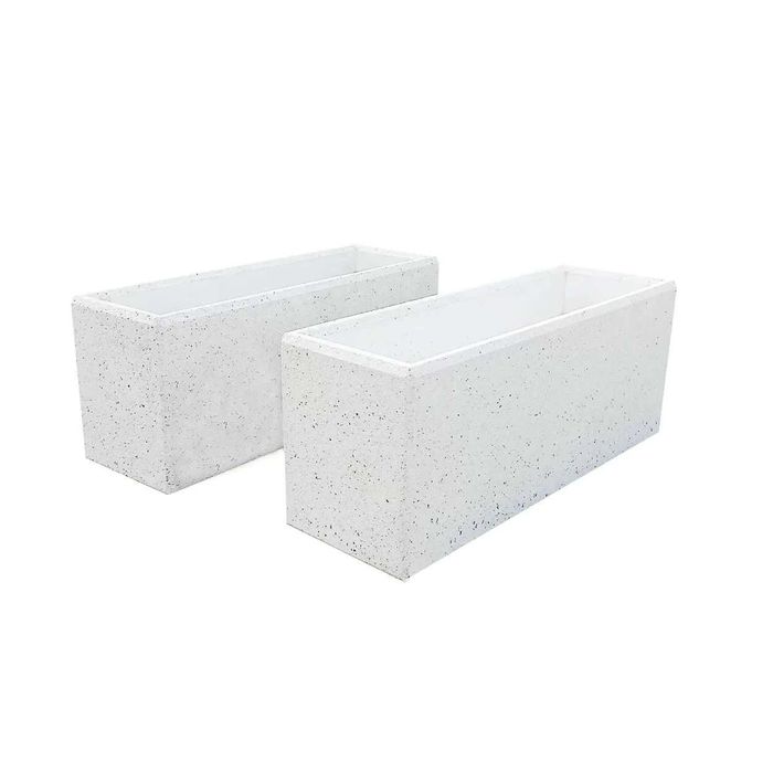 Jardiniera din beton cu marmura alba 120 cm – mobilier urban