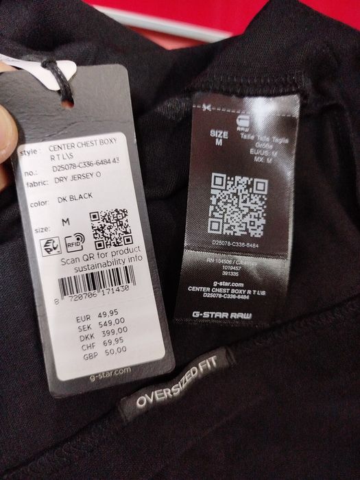 Оригинална блуза G-Star Raw Center M Oversized нова мъжка черна фланел