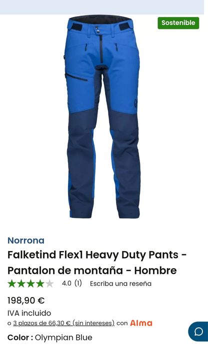 Pantaloni noi Norrona Falketind Flex1 Heavy Duty munte, trekking Nr. M