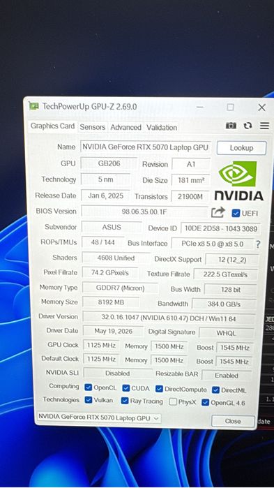 Ноутбук ASUS TUF F16 RTX5070