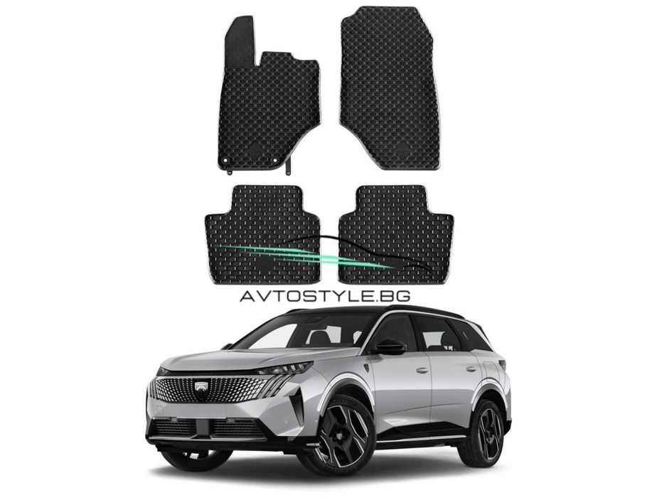 Гумени стелки за Peugeot 5008 след 2024 г (Hybrid),. Gumarny Zubri