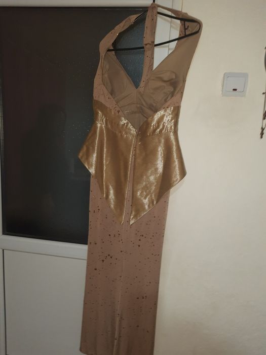Rochie de ocazie lungă aurie stil elegant /nunta/Botez marimea 42