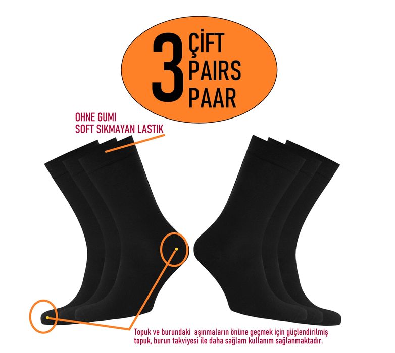 Органични дамски 3 броя чорапи без шев, с мека, не стягаща ластика