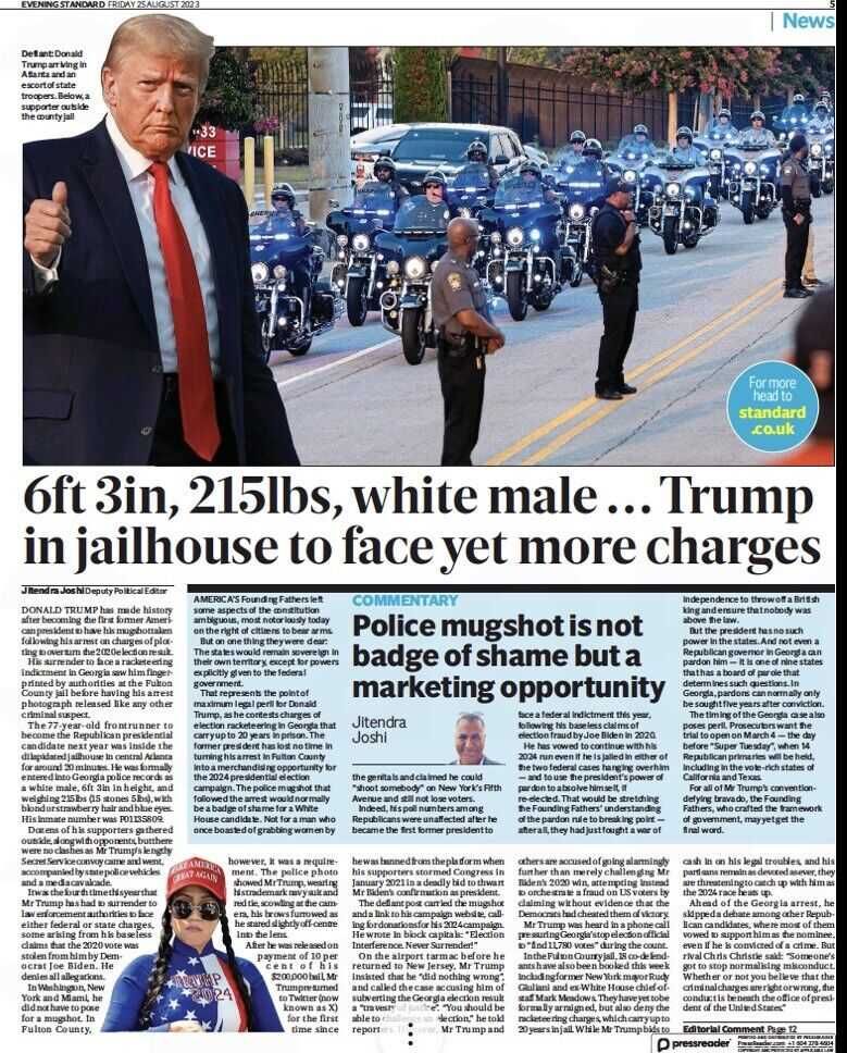 Donald Trump mugshot Newspaper Evening Standard Buftea • OLX.ro