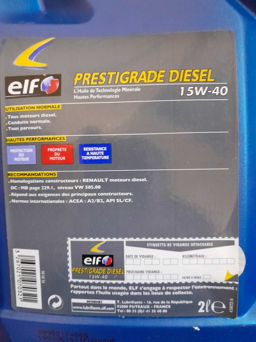 Ulei ELF PRESTIGRADE,  15W-40 DIESEL,mineral, 2Lx5 bidoane