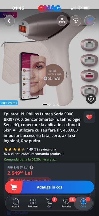 Epilator IPL Philips Lumea Seria 9900 BRI977/00