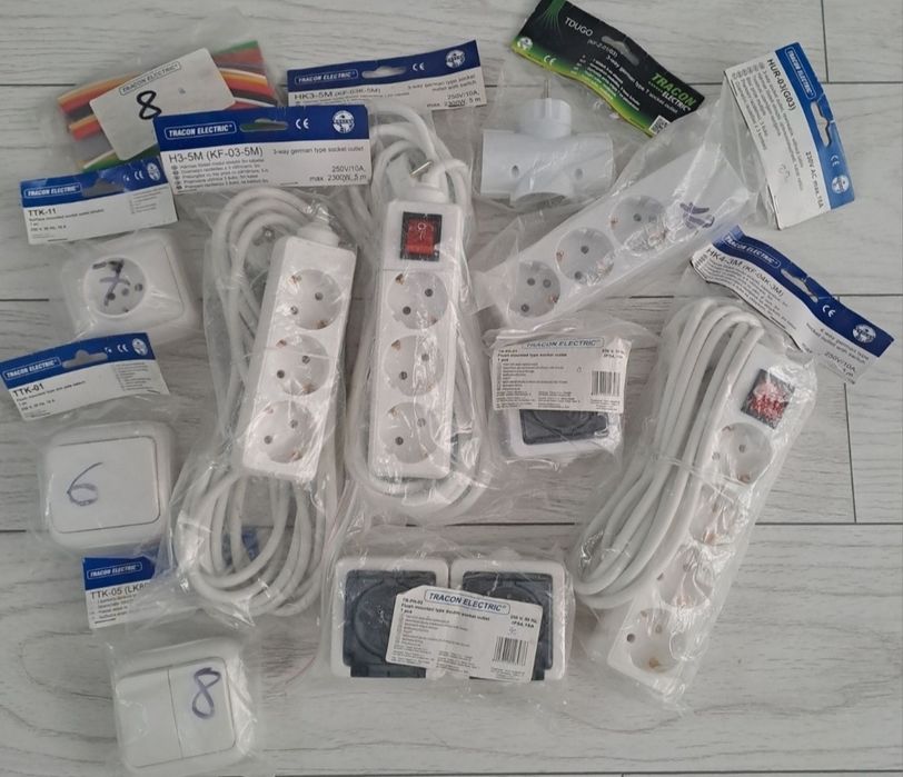 Prelungitoare sigilate cu, 3 prize, 5 m, alb,