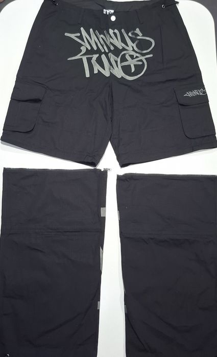 Pantaloni MINUS TWO, Detasabili, Negrii cu embroidery gri, Marimea 2XL