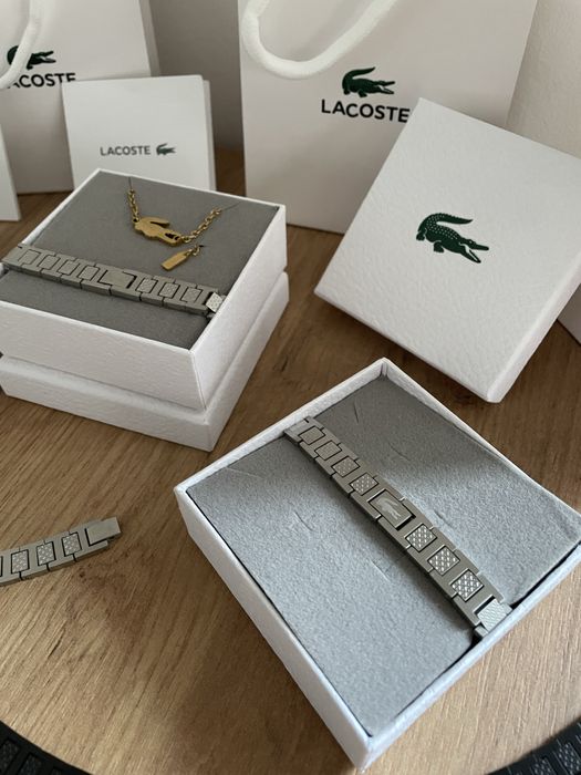 Мъжка гривна - Lacoste Metropole  | черен/сребърен цвят - пълен опаковачен комплект