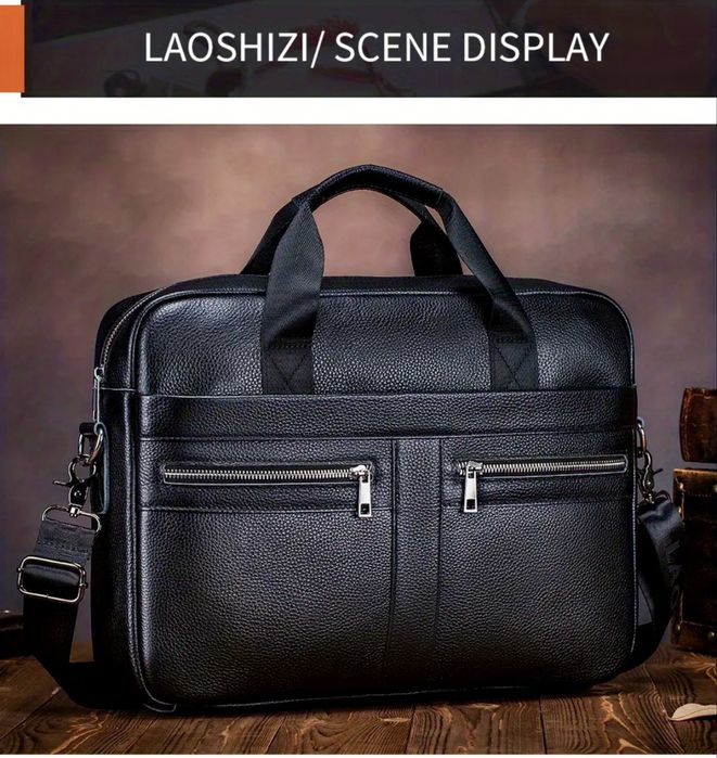 Мъжка професионална бизнес чанта /Куфарче за лаптоп 15”от естест. кожа