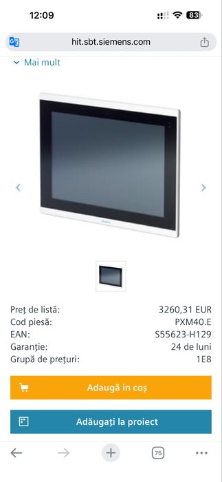 Siemens PXM40 Panou tactil BACnet/IP de 10 ''cu server web integrat