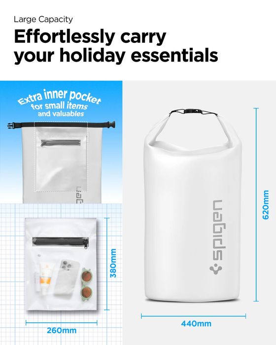 Rucsac impermeabil Spigen AquaShield Bag - 30 litri - alb - sigilat