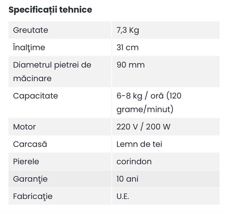 Moară Biovita pentru cereale