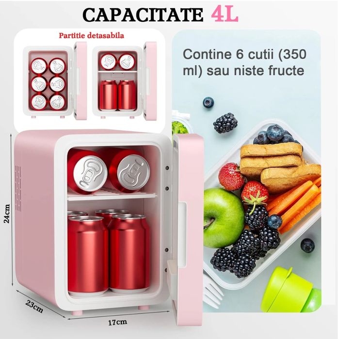 Mini frigider cosmetice, 4 litri, cu racire-incalzire