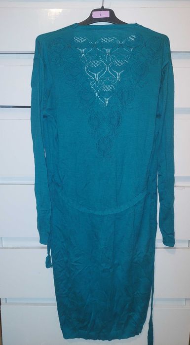 Cardigan femei turcoaz nou cu buzunare si cordon TRANSPORT GRATUIT