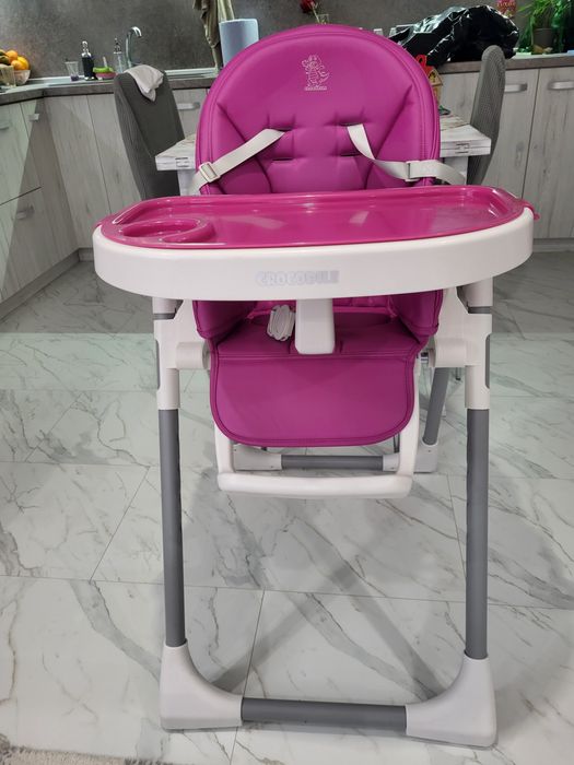 Бебешко столче за хранене Crocodile , розов