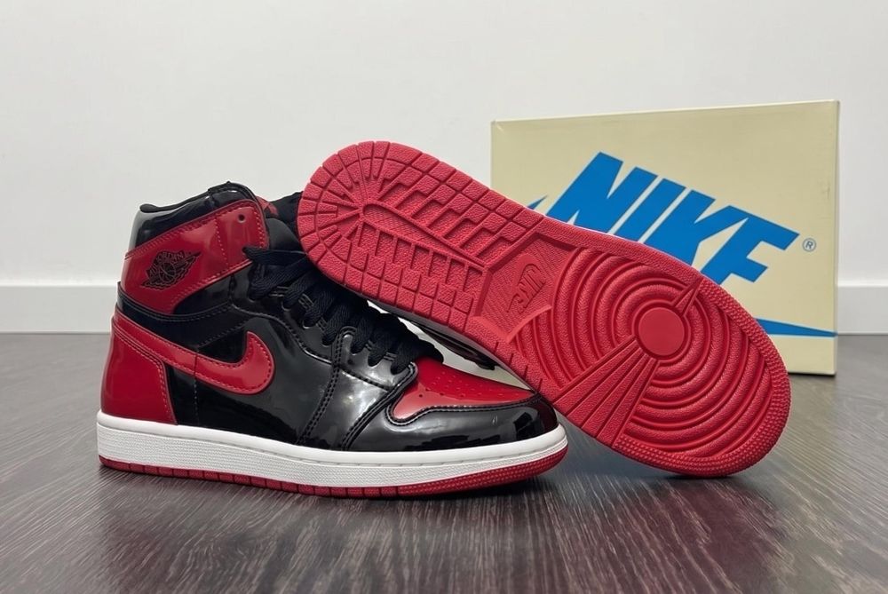 Adidasi Jordan 1 High Patent Bred