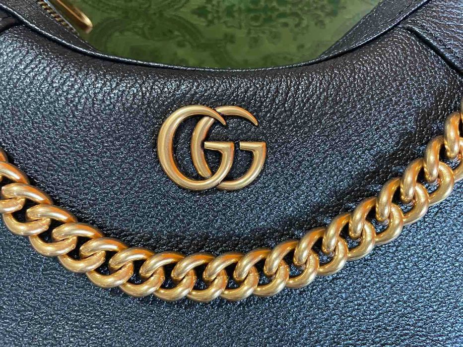 Чантa Гучи Оригинална Две Дръжки GG Лого Aphrodite Черна Кожа Gucci