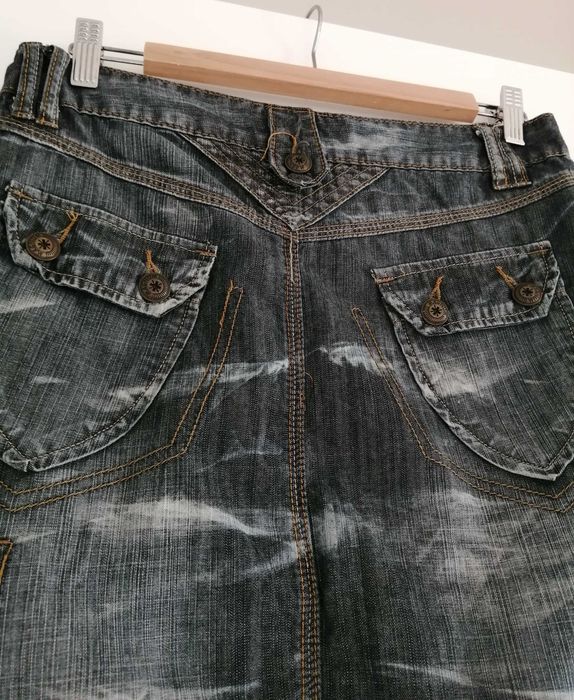 Fusta Mini Bleu denim model army masura M cu buzunare