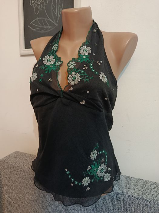 Bluza sexy Oasis cu flori și paiete gen anii 2000 mărimea M 38