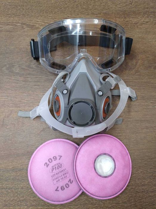 Предпазна работна маска 6200 | Комплект с филтри и защитни очила