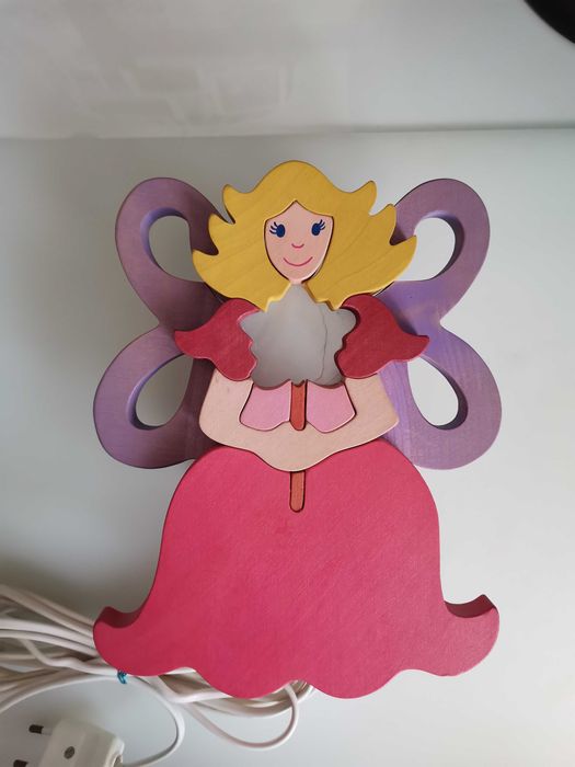 Veioza lampa de veghe aplica zână din lemn pt copii (fete) roz mov