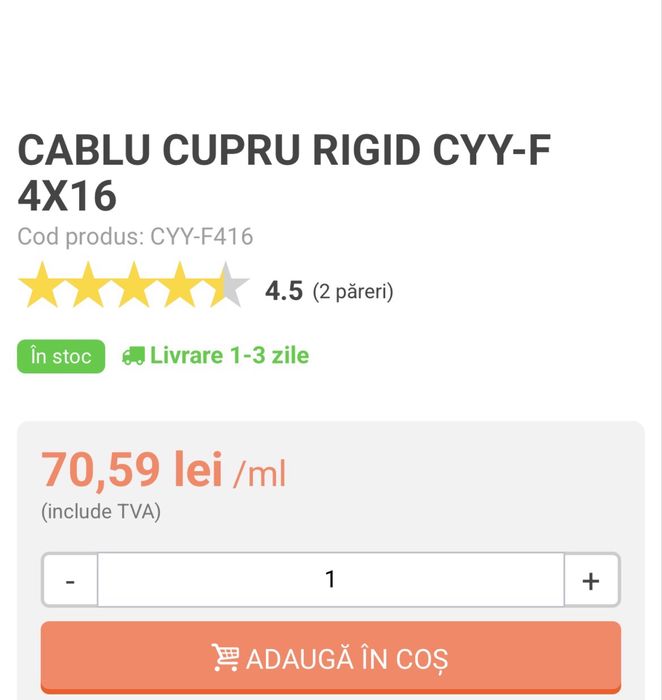 Cablu CYY-F. 4x16 cupru plin