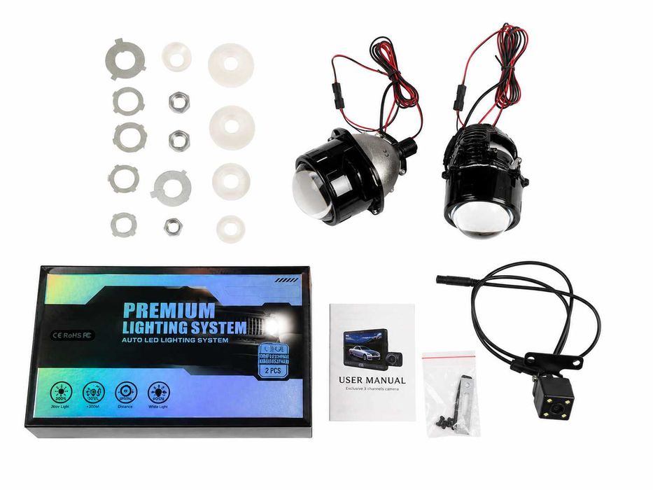 Set 2 Lupe Bi-LED Premium 2.5” 6000K, Faza Scurta/Lunga