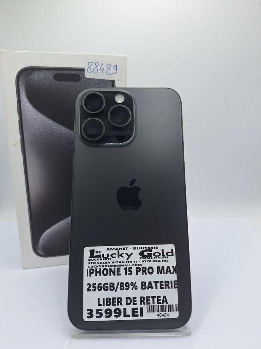 Iphone 15 Pro Max BOX 256gb 89% bat liber de rețea #48424