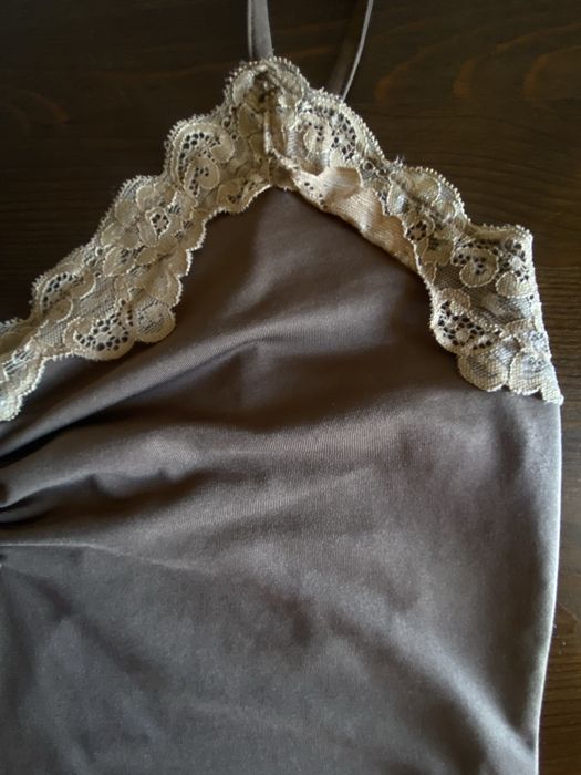 Топ с дантела цвят Coffee brown