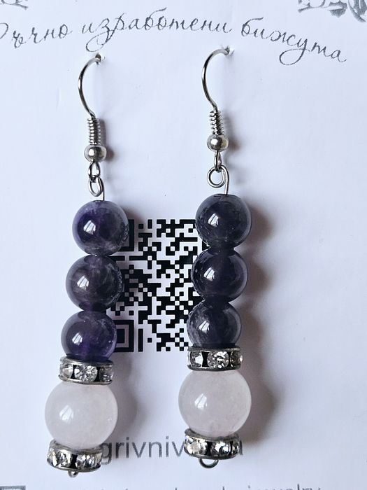 Обеци с естествени камъни - ръчна изработка