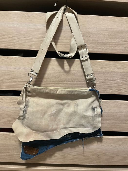 Дамска чанта от велур с деним