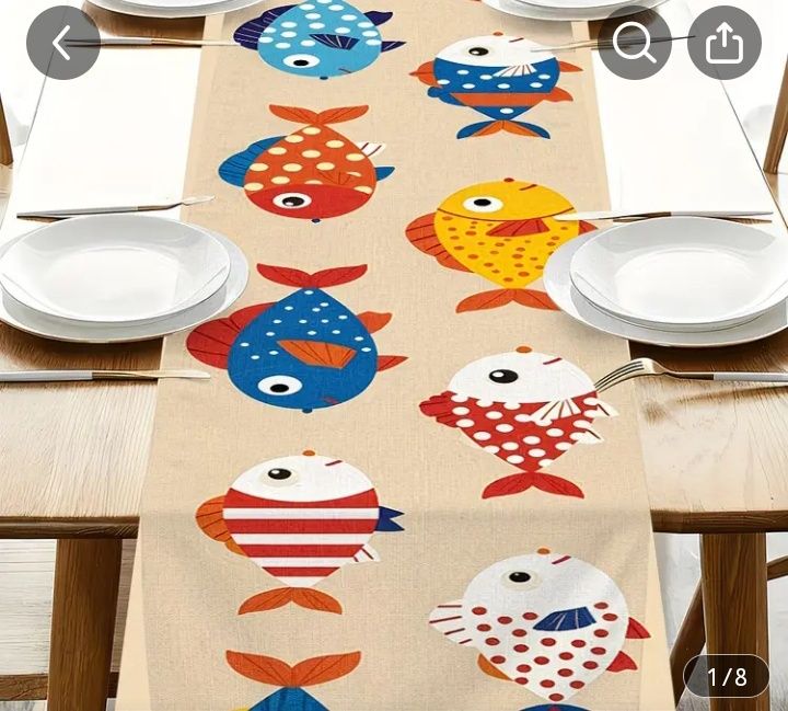 Цветен морски тишлайфер Ярка Тъкан, Празнична Покривка за Маса