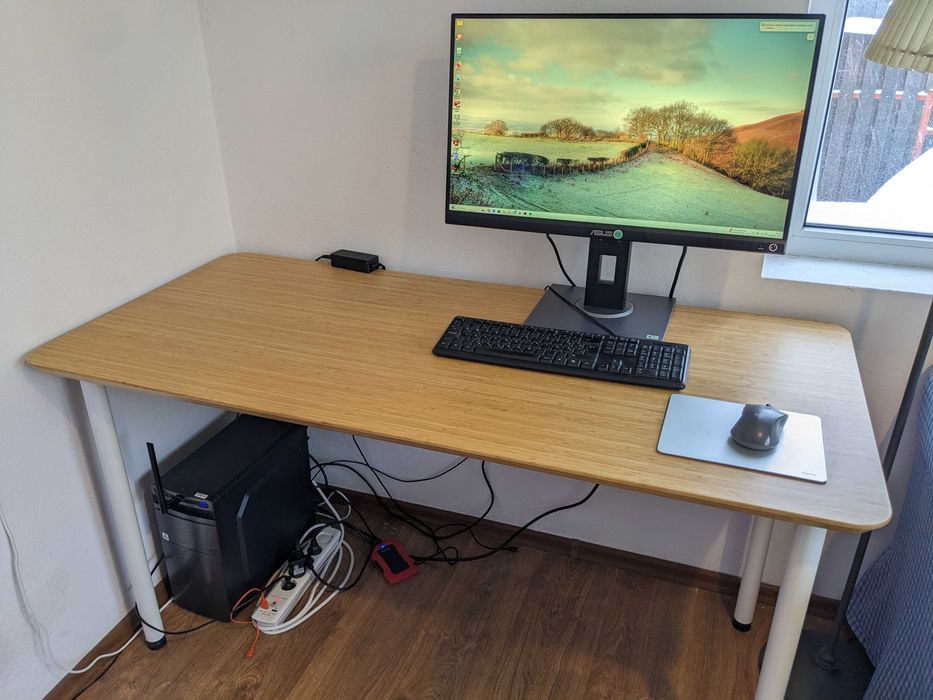 Masă de Birou din Bambus, 140 cm, IKEA | Model Anfallare