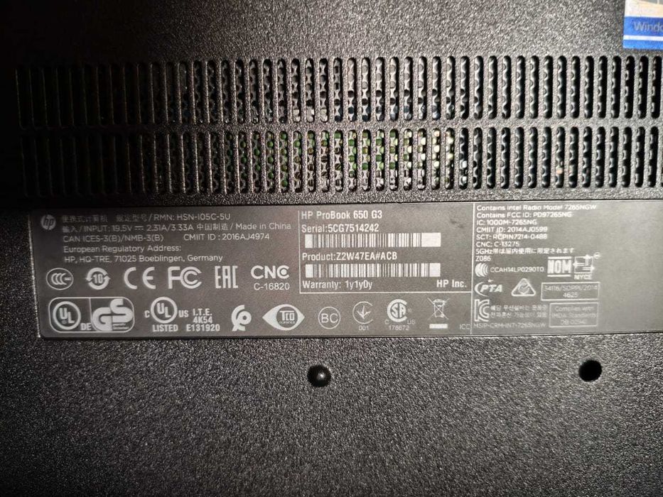 Продается ноутбук HP ProBook  650 G3