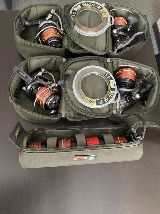 Set 4 Tamburi Aluminiu Daiwa Emblem 5500 QDA Husa Fox Fir la alegere