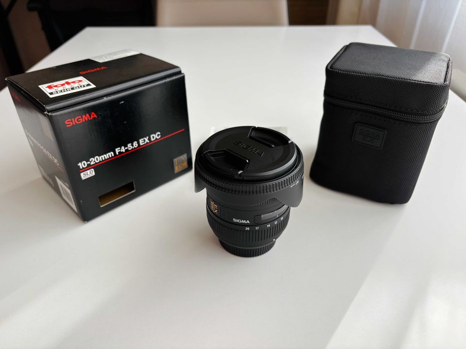 Sigma 10-20mm F4-5.6 EX DC за Nikon + кутия, калъф и сенник