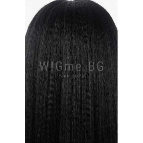 Дълга черна обемна лейс фронт перука Лорена - ефект вафлички