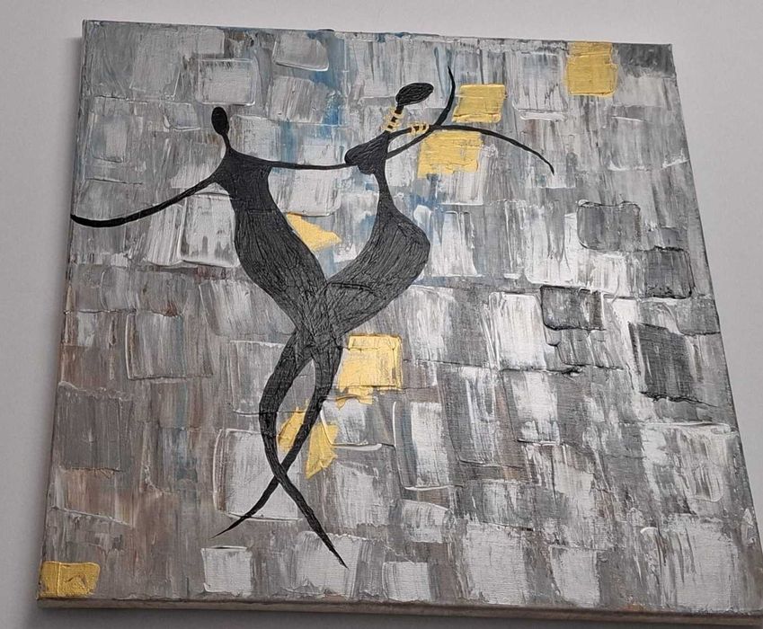 Tablouri canvas lucrate manual in acrilic si relief