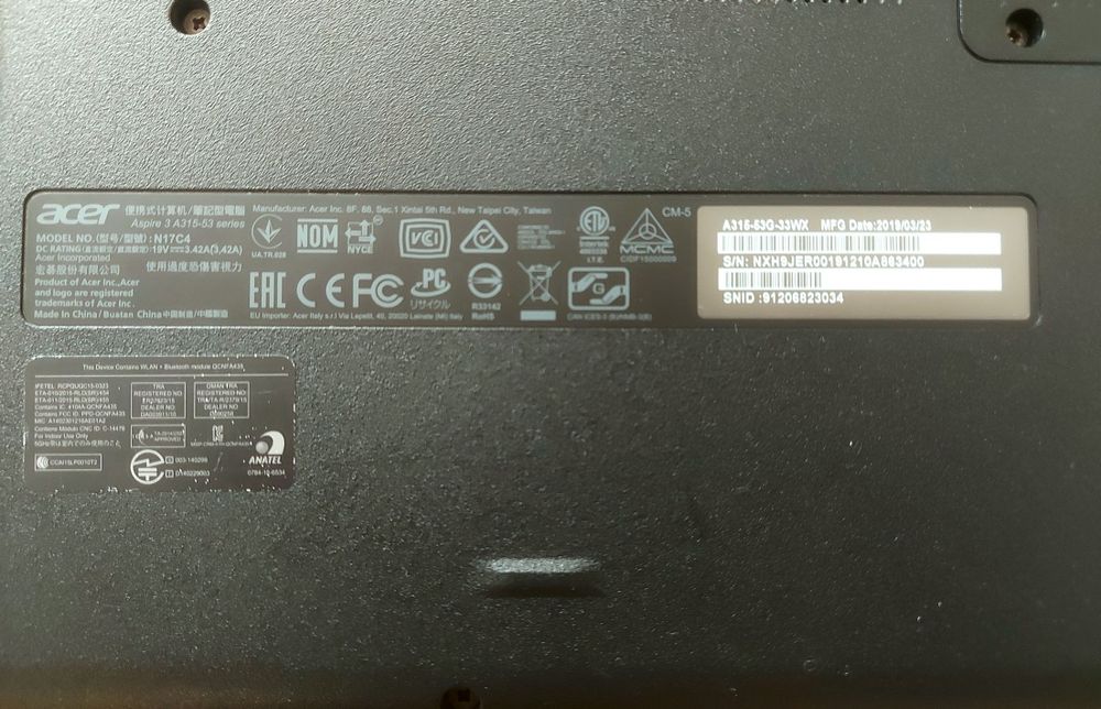 Продам ноутбук acer a315 53g