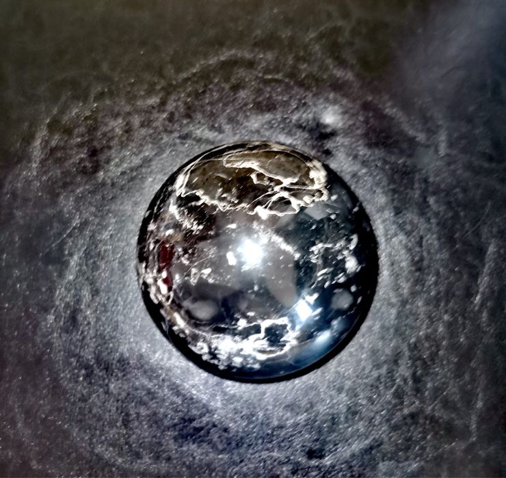 Антикварен турмалин черно-бяла ониксова сфера ест. полиран кристал !